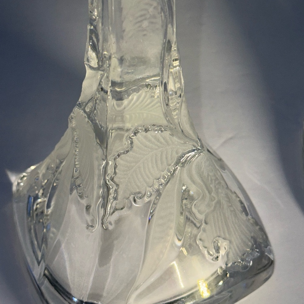 🇵🇱 Irena Poland 24% Lead Crystal 10" Candlestick Holder Pair - Etched Orchid - Picture 5 of 8